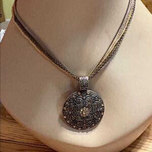 Vintage Lia Sophia Bronze and Gold Pendant Necklace